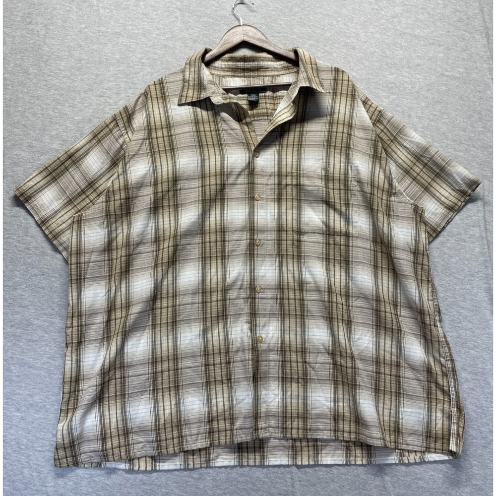 Bruno Shirt Mens 4XLB Multicolor Plaid Short Sleeve PLeated Button Up Casual